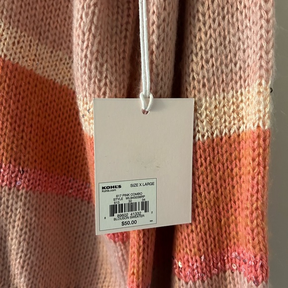 LC Lauren Conrad NWT Pink Striped Sweater with Sparkles - Picture 6 of 7